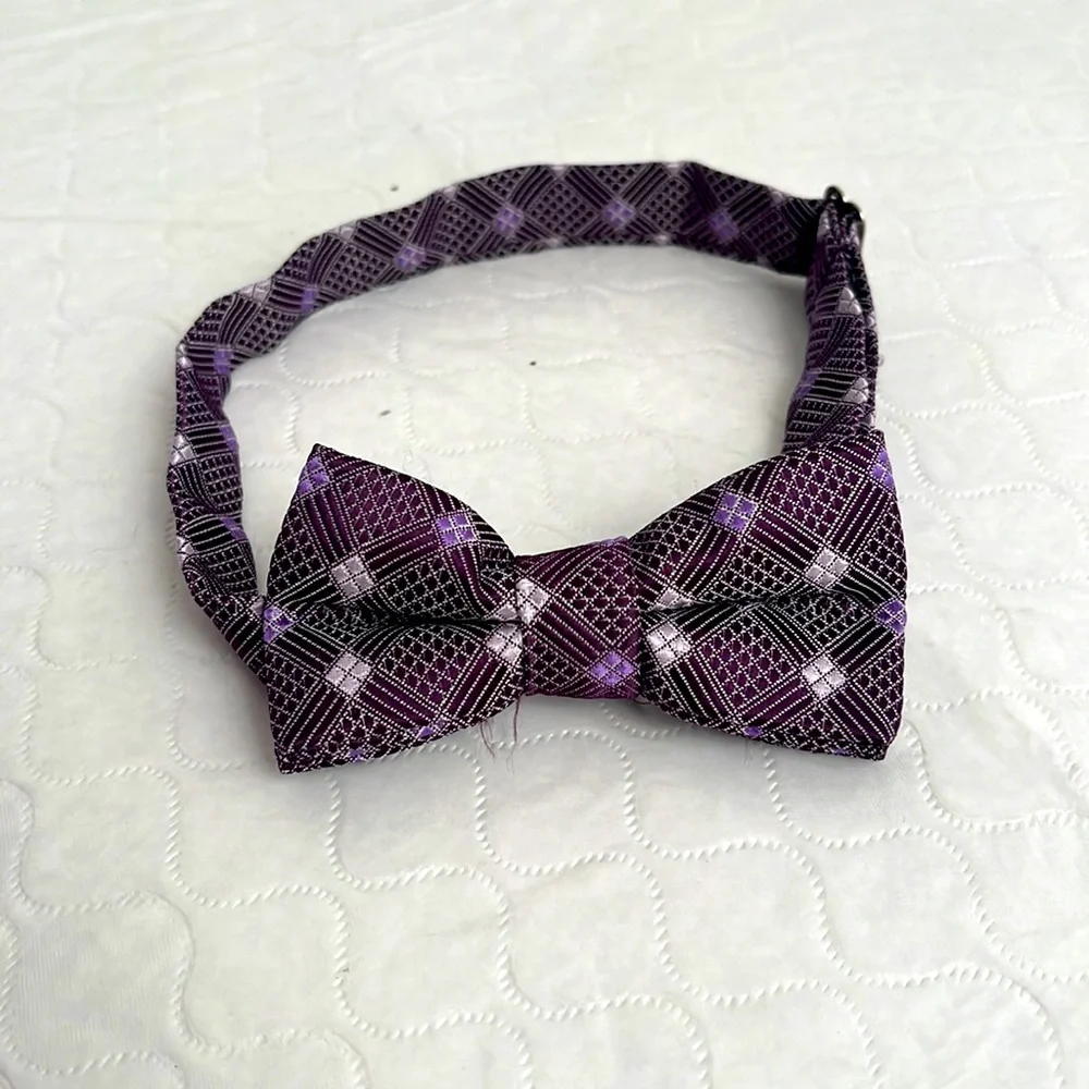 Plum purple pattern adjustable bow tie